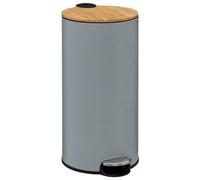 5five - papelera con tapa de bambú gris "color moderno" 30l
