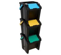 5Five - Cubo de basura negro - 30 L x 3 - Cubo de basura de diseño moderno, accesorio para cocina y baño