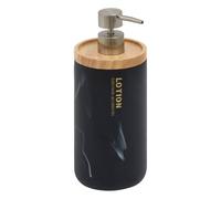 5Five - Dispensador de jabón de poliresina Negra Lea - 842 ml - 9 x 9 x 22,7 cm - Accesorio para baño, Inodoro y Cocina para jabón y líquido - Lavavajillas