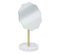 5Five - Espejo de pie MARBY de Cristal Blanco y poliresina - 16,4 x 12,2 x 27,2 cm - Espejo Decorativo, Accesorio para baño o Dormitorio, diseño Elegante