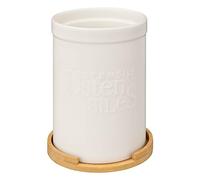 5five - tarro para utensilios "naturéo" de cerámica blanca con tapa de bambú