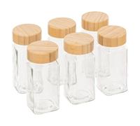 5Five - Juego de tarros de especias de vidrio transparente y bambú - Organizador de especias