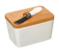 5five - mantequera de cerámica "seramik" con cuchillo, blanca