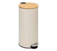 5five - papelera con tapa de bambú "color moderno" beige 30l