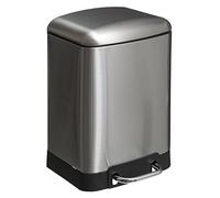 5Five - Papelera de baño Ariane de acero inoxidable de 6 l - Cubo extraíble y asa trasera - Cierre silencioso