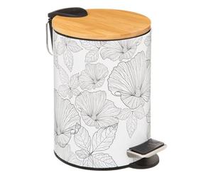 5five - Papelera de Cierre Suave blackflora 3l Blanco y Negro