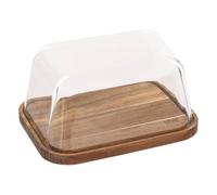 5Five - Quesera marrón HARMONY de vidrio de borosilicato y madera de acacia - 24,3 x 18,4 x 12 cm - Almacenamiento de alimentos, accesorio de cocina