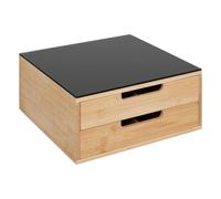 5five - Soporte para cápsulas de bambú negro (30 x 30 x 14,5 cm), bambú, 2 cajones, divisores ajustables - Soporte para cafetera, almacenamiento de cápsulas