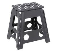 5five - Taburete Plegable de plástico, Gris, 1 peldaño, 39 cm, Cierre de Seguridad, fácil Almacenamiento, Revestimiento Antideslizante, Carga máxima 110 kg