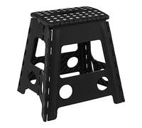 5five - Taburete Plegable de plástico, Negro, 1 peldaño, 39 cm, Cierre de Seguridad, fácil Almacenamiento, Revestimiento Antideslizante, Carga máxima 110 kg