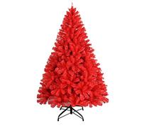 5FT Rojo Árbol De Navidad Artificial con Puntas De Ramas Gruesas,Árbol De Navidad Grande Interior Al Aire Libre con Soporte De Metal,Colorido Árbol De Navidad Decoración del Festival-Rojo 1