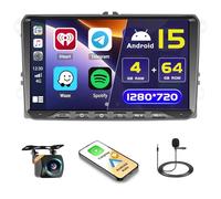 5G WiFi 4+64G Android Radio Coche para VW Golf 5 Golf 6 Polo Skoda Passat Tiguan Touran Inalámbrico Carplay, 9 Pulgadas Pantalla Táctil Autoradio Bluetooth Android Auto GPS FM/RDS Cámara Trasera