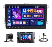 5G WiFi 4+64G Android Radio Coche para VW Tiguan Touran Golf 5 Golf 6 Skoda Polo Passat Inalámbrico Carplay Android Auto, 9 Pulgadas Pantalla Táctil Autoradio Bluetooth GPS FM/RDS Cámara Trasera