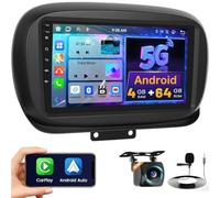 5G WiFi 4+64G Android Radio de Coche para Fiat 500X 2014-2020 Inalámbrico Carplay, 9 Pulgadas IPS Pantalla Táctil Autoradio Bluetooth Android Auto GPS FM/RDS Cámara Trasera
