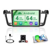 5G WiFi 4+64G Android Radio de Coche para Peugeot 508 2012-2016 Inalámbrico Carplay, 9 Pulgadas IPS Pantalla Táctil Autoradio Bluetooth Android Auto GPS FM/RDS Cámara Trasera
