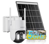 [5GHz & 2,4GHz]Camara Vigilancia WiFi Exterior Solar,Batería de 8000mAh y panel solar de 7W,2K 4MP Camera Vigilância Exterior con Luz de inundación,Visión Nocturna Color,Detección de Movimiento con IA