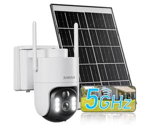 [5GHz & 2,4GHz]Camara Vigilancia WiFi Exterior Solar,Batería de 8000mAh y panel solar de 7W,2K 4MP Camera Vigilância Exterior con Luz de inundación,Visión Nocturna Color,Detección de Movimiento con IA