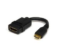 StarTech.com Adaptador de 12,5cm Mini HDMI a HDMI - HDMI de Alta Velocidad 4K - Convertidor 4K 30Hz Ultra HD - HDMI 1.4 - Conectores Chapados en Oro - Mini HDMI UHD 4K - Negro