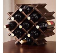 5JJJLOOOPP Cobertizo de madera de 9 piezas para almacenamiento de vino, soporte para botellas, estante de cristal para armario