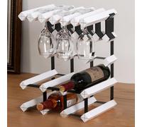 5JJJLOOOPP Estante de vino con soporte para tazas, estante independiente de madera, cocina, comedor, oficina, esquina de bar, gabinete de vino 6-15 (color: /natural A) (/blanco A)