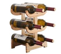 5JJJLOOOPP Estante para vino de madera, 6 botellas, rama, tienda de vino, Taiwán, palo, despensa, bodega, terraza, encimera, gabinete de 3 capas, soporte para vino, cobertizo de bodega de vino (color: