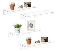 5JJJLOOOPP Estantes abiertos/estantes acrílicos de montaje en pared de 12 pulgadas, estante de pared flotante transparente, estante colgante, exhibición de estantería, baño, sala de estar, dormitorio,