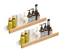 5JJJLOOOPP Juego de 2 estantes abiertos/estantes de pared flotantes de madera rústica para almacenamiento, montaje en pared de dormitorio, baño y cocina (color: blanco- 9 pulgadas) (blanco 20