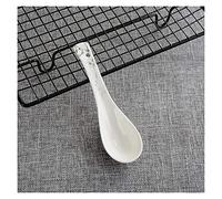 5JJJLOOOPP Juego de cucharas de cena de cerámica de expresión bonita para el hogar, hotel, restaurante, hotel, porcelana china, cuchara pequeña, cuchara de sopa, cuchara de arroz blanco, cuchara de