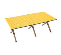 5JJJLOOOPP Mesa de camping rectangular con bolsa de transporte de altura ajustable, mesa portátil al aire libre, camping, picnic, playa, mesa enrollable de aluminio para 4-6 personas (color: rosa