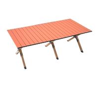 5JJJLOOOPP Mesa de camping rectangular con bolsa de transporte de altura ajustable, mesa portátil al aire libre, camping, picnic, playa, mesa enrollable de aluminio para 4-6 personas (color: rosa