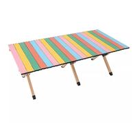 5JJJLOOOPP Mesa de camping rectangular con bolsa de transporte de altura ajustable, mesa portátil al aire libre, camping, picnic, playa, mesa de picnic de aluminio para 4-6 personas (color: /rosa
