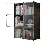 5JJJLOOOPP Organizador de almacenamiento de 6 puertas, organizador de armario con marco de metal, estantería para libros, armario de almacenamiento, dormitorio, organizador de baño (color: /natural)