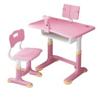 5JJJLOOOPP Posibilidad de ajuste de gama alta, escritorio y silla, guía de almacenamiento, soporte para libros incluido, estación de trabajo interactiva para 6-18 (color: azul C, tamaño: 70 cm) (/rosa
