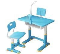 5JJJLOOOPP Posibilidad de ajuste de gama alta, escritorio y silla, guía de almacenamiento, soporte para libros incluido, estación de trabajo interactiva para 6-18 (color: azul C, tamaño: 70 cm) (/azul