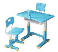 5JJJLOOOPP Posibilidad de ajuste de gama alta, escritorio y silla, guía de almacenamiento, soporte para libros incluido, estación de trabajo interactiva para 6-18 (color: azul C, tamaño: 70 cm) (/azul