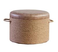 5JJJLOOOPP Reposapiés redondo tejido a mano, telas tejidas naturales, asiento decorado para el hogar para sala de estar, asiento de dormitorio, reposapiés agrupado (color: marrón, tamaño: C) (marrón B