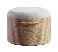 5JJJLOOOPP Reposapiés redondo tejido a mano, telas tejidas naturales, soporte de asiento decorado para el hogar, reposapiés para sala de estar, dormitorio (color: marrón/tamaño: C) (/beige B)