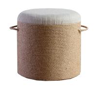 5JJJLOOOPP Reposapiés redondo tejido a mano, telas tejidas naturales, soporte de asiento decorado para el hogar, reposapiés para sala de estar, dormitorio (color: marrón/tamaño: C) (beige)