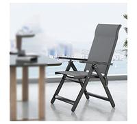 5JJJLOOOPP Silla reclinable para dormitorio, silla de oficina con respaldo alto, mecedora con reposabrazos, cojín de sala de estar, 6 posiciones, silla plegable ajustable para ocio (color: negro