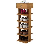 5JJJLOOOPP Zapatero, zapatero, zapatero, con cajón permanente, espacio de almacenamiento vertical, estante estrecho, entrada, puerta de esquina, dormitorio (color: marrón, tamaño: 8 niveles) (/natural