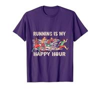 5k 12k 24k Corredor Maratón Correr es mi Hora Feliz Camiseta, Hombre, Morado, 3XL