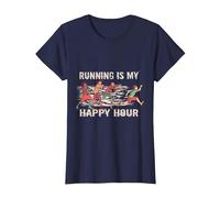 5k 12k 24k Corredor Maratón Correr es mi Hora Feliz Camiseta, Mujer, Azul Marino, XL