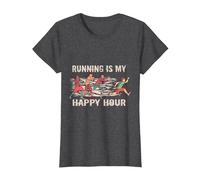 5k 12k 24k Corredor Maratón Correr es mi Hora Feliz Camiseta, Mujer, Jaspeado Oscuro, XL