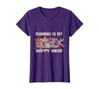 5k 12k 24k Corredor Maratón Correr es mi Hora Feliz Camiseta, Mujer, Morado, M