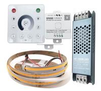 5M 24V WS2811 COB Running Water Flowing Natural White Horse Race Race Addressable LED Strip Lights 360LEDs/M Flexible Ribbon with SP636E Controller RC1 4Zone Remote Power (blanco cálido, 5M RC1