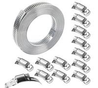 5M Abrazaderas Metalicas para Tubos con 12 Sujetadores, Abrazadera Metalica Ajustable, Abrazaderas Interminables de Acero Inoxidable 304, Abrazaderas para Tubos, para Tuberías de Agua, Tanques