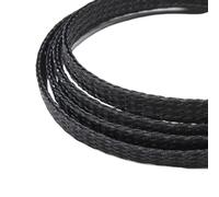 5M Expanded Braid Sleeve Yarn 4 8 12mm Soft Wire Wrap Insulated Cable Protection Line Harness Sheath(Black Black,08mm)