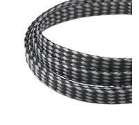 5M Expanded Braid Sleeve Yarn 4 8 12mm Soft Wire Wrap Insulated Cable Protection Line Harness Sheath(Grey Black,08mm)