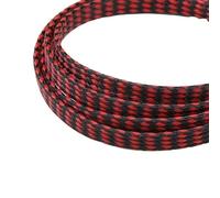 5M Expanded Braid Sleeve Yarn 4 8 12mm Soft Wire Wrap Insulated Cable Protection Line Harness Sheath(Red Balck,08mm)