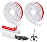 5M Mini Canaleta de Cables, Scettar 15X10mm Canal de Cable Flexible en Forma de D Canaleta Cables Pared Adhesivo Cables en el Suelo de la Pared con 1 Tijeras para Hogar Oficina Almacén